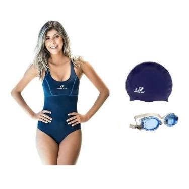 Imagem de Kit Maiô Pespontado, Óculos UV e Touca a Escolher Natação WH08 Hammerh