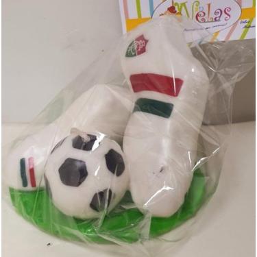 Imagem de Vela de Aniversário Decoração Festa Futebol Fluminense Chuteira Bola