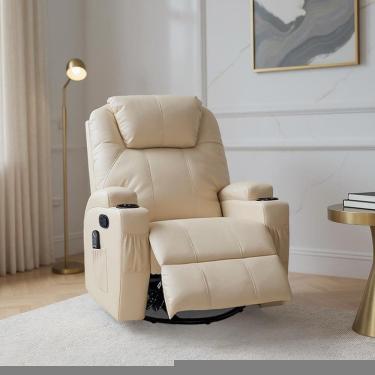 Imagem de Poltrona do Papai Reclinável Manual Vector G94 Pu Bege com Massagem e Aquecimento Gran Belo