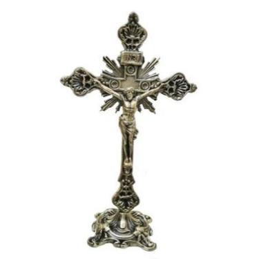 Imagem de Crucifixo Em Bronze Para Uso Na Mesa 32 Cm Decoração Presentes Igreja