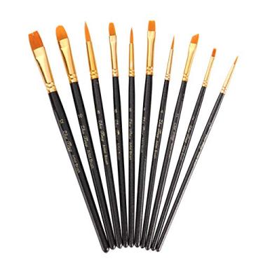 Imagem de Pincéis De Pintura,10 peças de artistas pincéis de tinta náilon cabelo cabo de madeira pincel profissional presente para crianças adultos