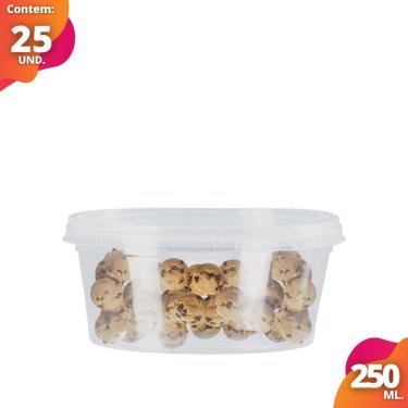Imagem de Pote Plástico Descartável Redondo c/ Tampa 250 ml 25 unids