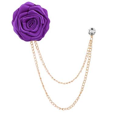 Imagem de MXUHUI Broches de casamento modernos para noivos feitos à mão, broche de flor de rosa, broche de lapela, broche de borla, corrente, acessórios para terno masculino