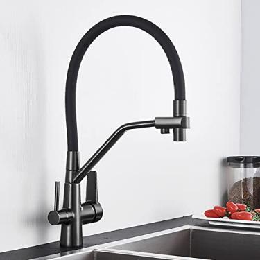 Imagem de Torneiras de cozinha filtradas purificação torneira de cozinha 360 rotativa filtro de água torneira para cozinha torneiras de cozinha de três vias torneira, um preto fosco, China