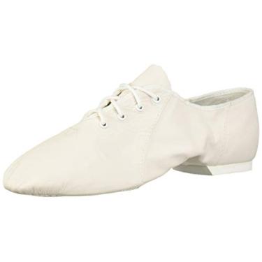 Imagem de Bloch Dance Jazzsoft Sapato feminino de couro com sola dividida, Branco, 10.5