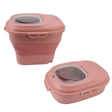 Imagem de Recipiente para Armazenamento de Arroz Caixa Dispensadora de Arroz de Plástico Com Bico para Grãos de Arroz Recipientes Grandes para Armazenamento de Alimentos Secos para Cereais (Rosa)