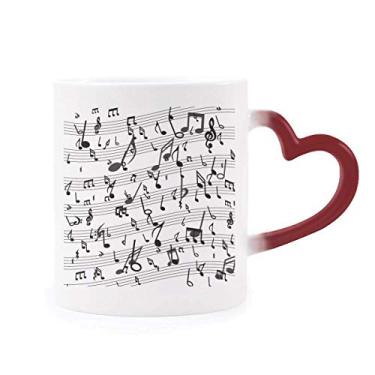 Imagem de Caneca verde sensível ao calor multimúsica 5-le Staff vermelha muda de cor