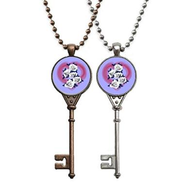 Imagem de OFFbb-USA Colar de prata eterna Julho para decoração de casais com pingente de chave de Dia dos Namorados