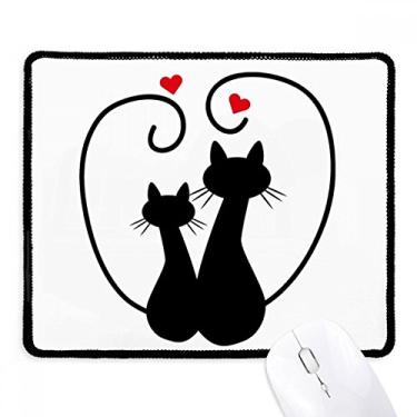 Imagem de Mousepad Cat Lovers Sihouette Animal Valentine Tapete de borracha para jogos