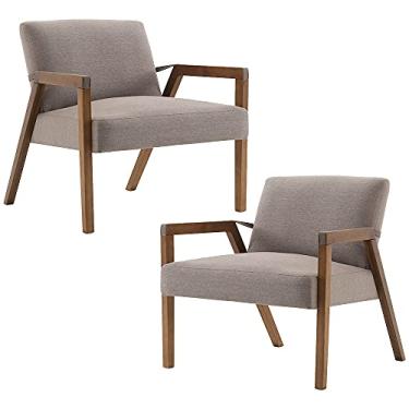 Imagem de Kit 02 Poltronas Decorativas Sala de Estar Dux com Detalhe em Couríssimo Marrom Gran Belo