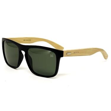 Imagem de Óculos de Sol Quadrado Polarizado Em Bambu Maya Zone + Case (Verde)
