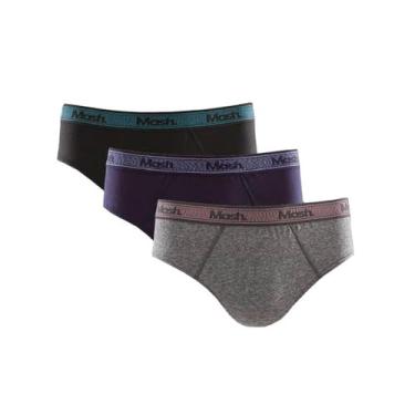 Imagem de Kit 3 Cuecas Slip De Algodão Elástico Binado - Mash