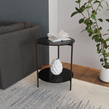 Imagem de Mesa Lateral Industrial Premium Marbella Preta 