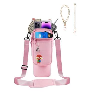 Imagem de Bolsa Stanley para garrafa de água de 101 ml com bolso para celular, bolsa de caneca com alça de ombro ajustável, acessórios de copo de academia para mulheres, acessório com pingente de monograma