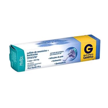 Imagem de Sulfato de Neomicina + Bacitracina 5mg+250ui Pomada Dermatológica 50g Genérico Medley MEDLEY