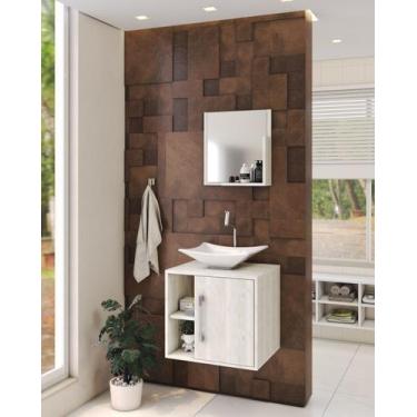 Imagem de Gabinete P/Banheiro C/cuba L38 e Espelheira Soft 50cm - Compace, Snow
