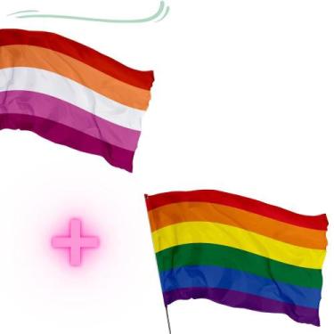 Imagem de KIT - 1 Bandeira LÉSBICA + 1 Bandeira GAY - Max Bandeiras