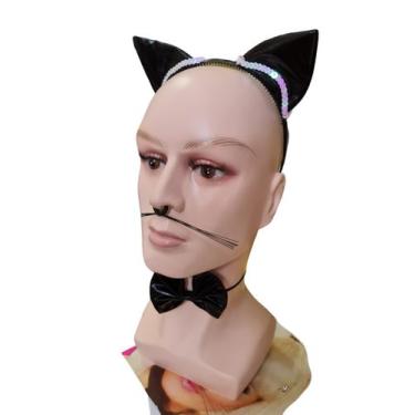 Imagem de Kit de Fantasia Gatinha Arco Orelhinha Bigode Gravatinha - Lynx produç