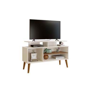 Imagem de Rack lyon retrô bancada para salas de tv e ambientes off white - Dumam