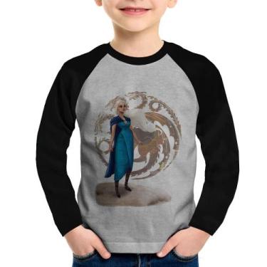 Imagem de Camiseta Raglan Infantil Daenerys Targaryen Art Manga Longa - Foca na 