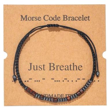Imagem de SXXGW Pulseiras de código Morse para homens, presentes inspiradores para meninas, pulseira com contas engraçadas para amigos, pulseira de código Morris para mulheres, adjust, Cobre, Sem pedras