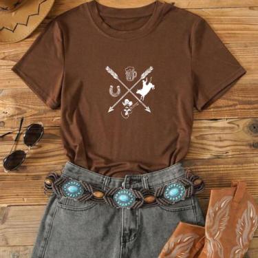 Imagem de Blusa Modinha Agro Country Flechas Cowboy Faroeste Show Cavalos Rodeio