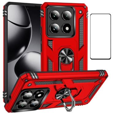 Imagem de WVOZWWO Capa para Xiaomi 14T Pro com protetor de tela, proteção militar slim fit à prova de choque Armor Defender capa traseira protetora para celular para xiaomi 14t pro 2025 (14T Pro Red)