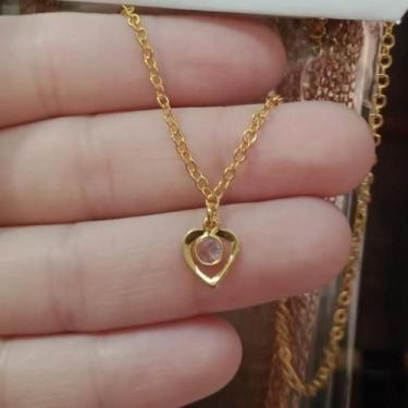 Imagem de Colar Feminino Coração Prata 925 Ponto de Luz Presente Noiva - SAVE SE