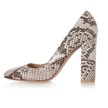 Imagem de Sapato social feminino de salto alto com patente de bico redondo e salto grosso da Sammitop, Snakeskin, 9.5
