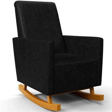 Imagem de Poltrona De Amamentação Com Balanço Ravena W01 Couríssimo Preto - Lyam Decor