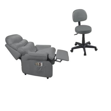 Imagem de Poltrona Reclinável Barão Papai Mamãe Estética Cílios Lashes Corano Com Mocho Cinza 312