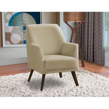 Imagem de Poltrona Decorativa Sala De Jantar Magali Lisa Veludo Bege Lansofbr