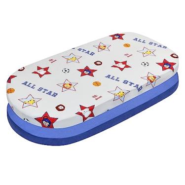 Imagem de EVERYDAY KIDS Pacote Com 2 Lençóis Para Berço - 100% Algodão Percal Jungle Sports E Colchão Azul Lençol Elástico Bebê Menino; Compatível Marcas De Espreguiçadeiras Co-Sleeper; Retângulo Oval