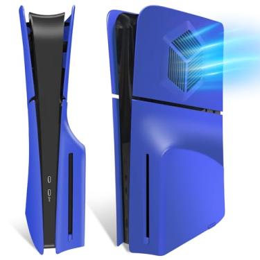 Imagem de Megadream Placas Frontais Para Console Ps5 Slim Com Saídas De Ar, Capa Abs Rígido À Prova Choque, Antirriscos E Poeira, Placa Substituição, Edição Shell Disc, 4 Placas, Azul