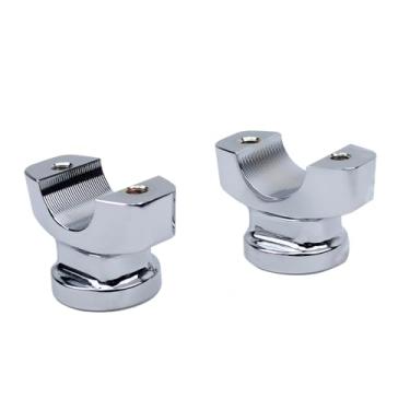 Imagem de POWER JAMES Elevadores De Guidão Powerjames 1,5" Cromados Perfil Baixo Para Harley Davidson Breakout Fxbrs Fxsb 2013-2023 Com Centro Serrilhado 1 1/4"