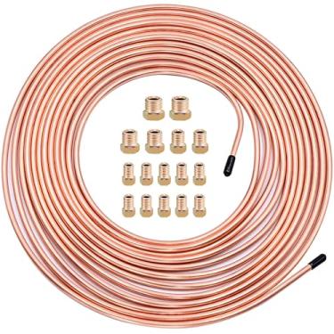 Imagem de Kit atualizado de tubulação de linha de freio de 25 pés 3/40.6 cm OD Kit de tubulação tubo de níquel de cobre flexível para freios hidráulicos, sistema de transmissão de combustível e 16 conexões de
