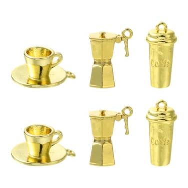 Imagem de UR URLIFEHALL 6 peças, 3 estilos, canecas de café de latão, pingentes de chávena de chá, banhado a ouro 18 K, pingentes de cafeteira para pulseira, colar, joias, artesanato DIY