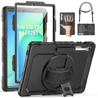 Imagem de SEYMAC Capa para Samsung Galaxy Tab S10 FE+/S10 FE Plus 5G 13,1 polegadas 2025, capa protetora resistente à prova de choque com protetor de tela, suporte, alça de mão/ombro e suporte para caneta