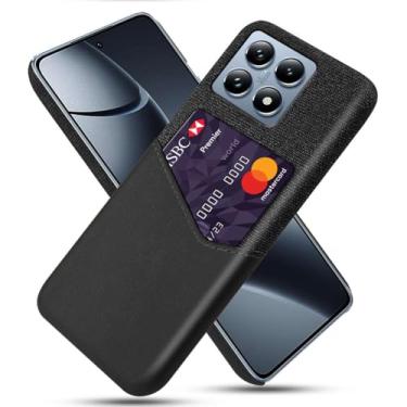 Imagem de Capa para Xiaomi 14T PRO,Tela e tampa de couro PU,Antideslizante,360°cobertura completa à prova de choque com 1 slot de cartão atrás,Prevenção de queda-Black