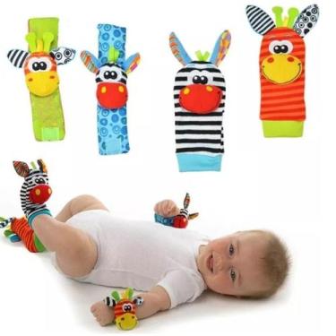 Imagem de Kit meias e Pulseiras 4 peças para bebê infantil Chocalho - Tamimu