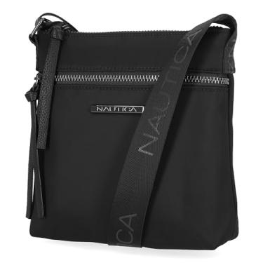 Imagem de Nautica Diver Bolsa tiracolo feminina pequena de nylon com alça de ombro ajustável, Zíper preto, One Size