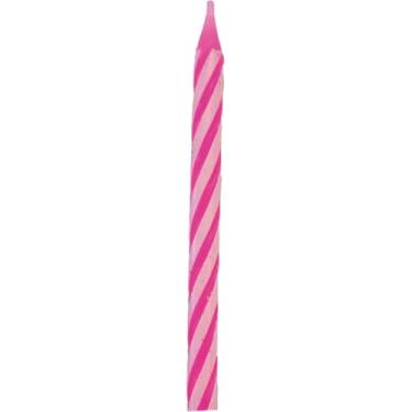 Imagem de Vela para Aniversário Espiral, Festcolor, Rosa, 10 unidades