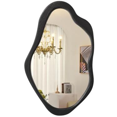 Imagem de AOAOPQ Espelho de parede irregular assimétrico de qualidade de hotel com moldura de madeira montado na parede Economize 61 cm x 91 cm espelhos modernos decorativos para quarto, banheiro, sala de estar