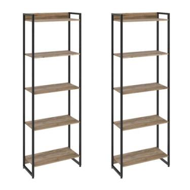 Imagem de Kit 2 Estantes Multiuso Escritório Industrial 5 Prateleiras Areta 186x