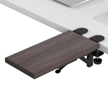 Imagem de Sisyphy Bandeja extensora de mesa ergonômica, braçadeira sem perfuração de 30 x 15 cm, bandeja dobrável para gaveta de teclado, suporte de descanso de pulso para braço de mesa, suporte de braço de