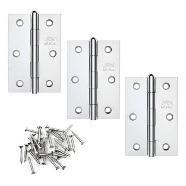 Imagem de Kit 3 Dobradiças Para Porta Em Aço Inox Stam Com Parafusos