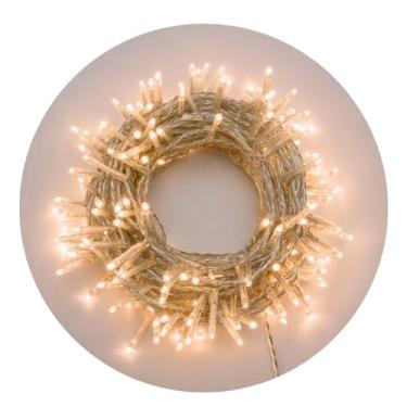 Imagem de Kit 10x Cordão de LED Decorativo, 10 Metros e100 Luzes Fixas Cada, Branco Quente,com Conector para Emenda 127V ou 220V (Branco Quente - Fio Transp, 10m - 127V)