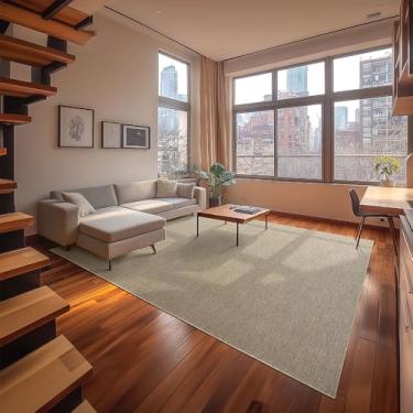 Imagem de Tapetes São Carlos – Tapete Itapua Master N Areia | Liso em Poliéster c/Fios Curtos e Base Antiderrapante | Lavável e Ideal p/Sala Moderna | 0,7cm x 3m x 4m