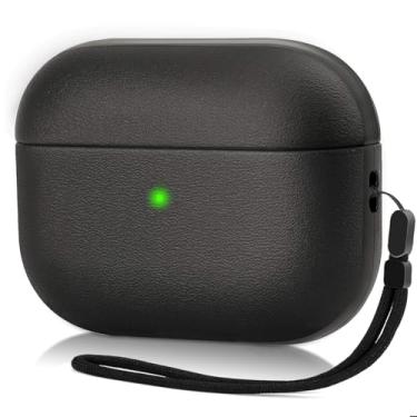 Imagem de Capa protetora para Airpods Pro da Upgrade com textura de couro para Apple Airpods Pro, carregamento sem fio e LED frontal visível, Matte Black
