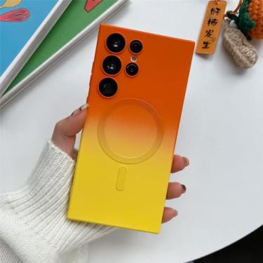 Imagem de Capa de telefone magnética TPU macia para Samsung Galaxy S21 FE S24 S23 S22 S20 Plus Note 20 Capa protetora de cor ultra gradiente, amarelo laranja, para Galaxy Note 20